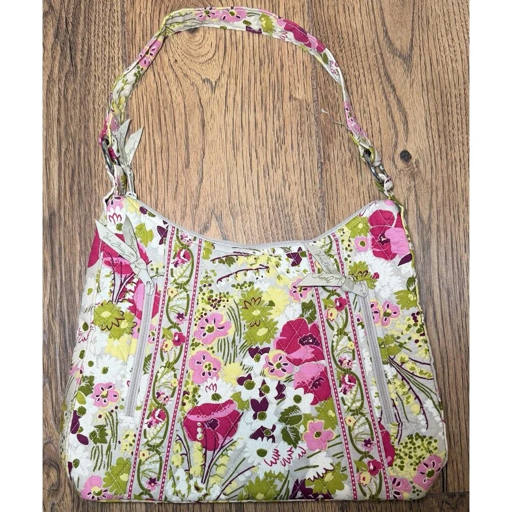 Vera Bradley Make Me Blush Quilted Cotton Shoulder Bag Retired Floral Purse Pink
